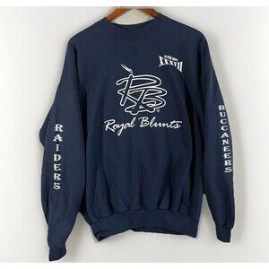 VTG 03' Super Bowl XXXVII Sweater Mens XL Blue Football NFL Royal Blunts Raiders